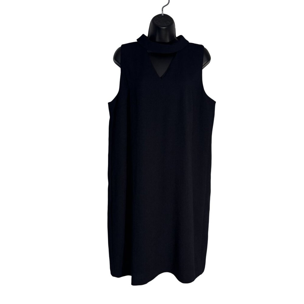 Chicos Cut-Out Mock Neck Sleeveless Short Dress Navy Chicos Size 2.5 - Picture 2 of 11